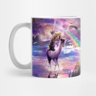 Rainbow Laser Cat On Llama Unicorn Eating Taco Mug
